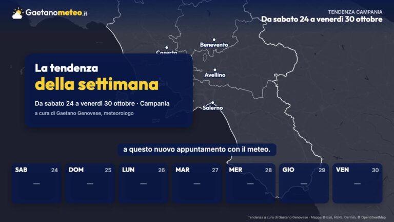 Tendenza meteo Campania – settimana dal 24 al 30 ottobre